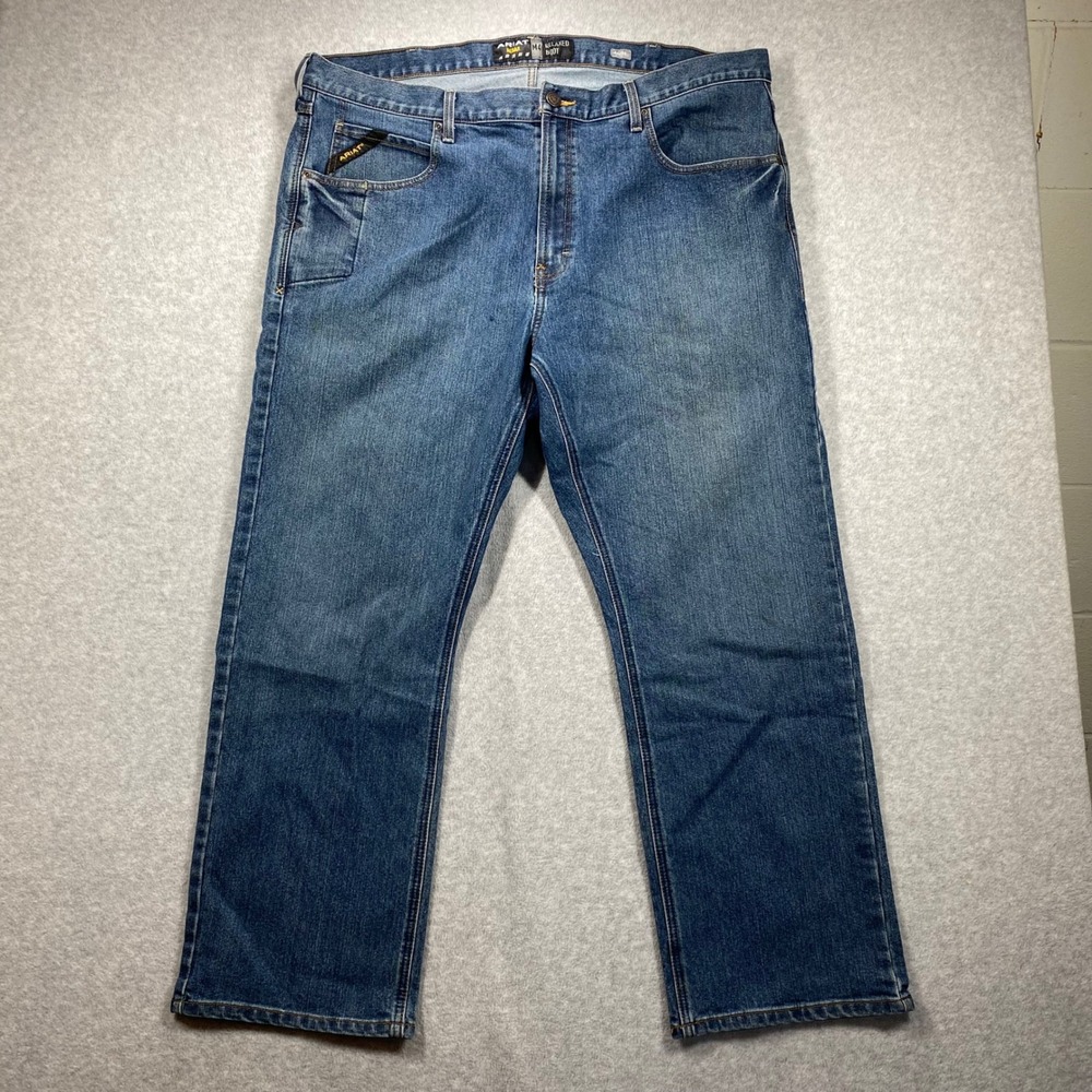 ARIAT Rebar M4 Relaxed Boot Cut Jeans Mens 42x30 Blue Denim Workwear